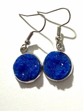 Royal Blue Druzy Dangle Earrings